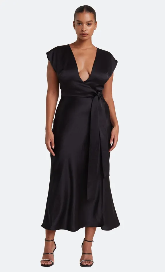 Women Bridesmaids Bec Bridge THE DREAMER WRAP DRESS Black