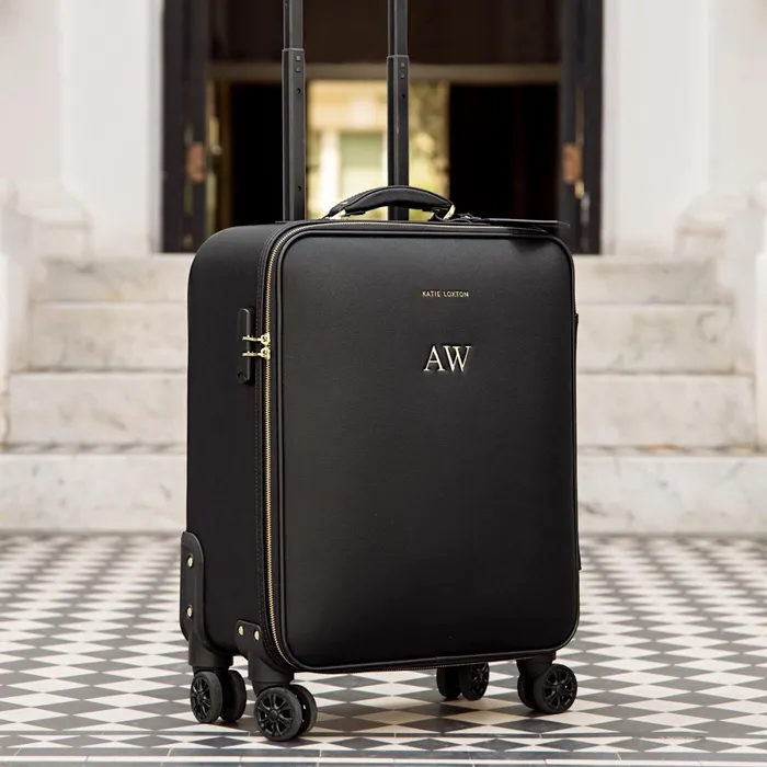 Women Cabin Bags and Suitcases Katie Loxton Personalised Cabin Suitcase In Black