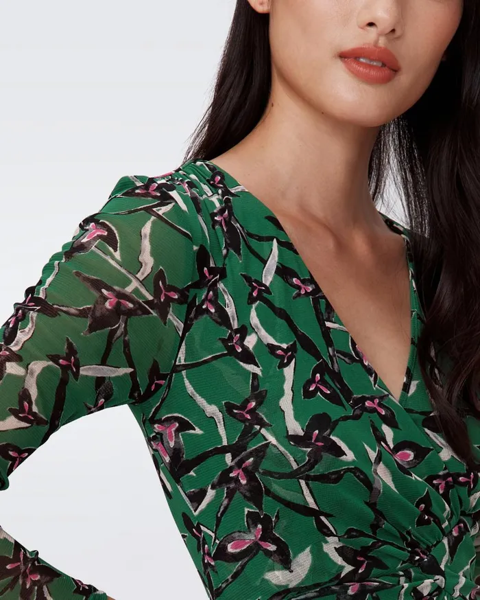 Women Charlotte Mesh Dress Clover Twigs Green DVF Dresses