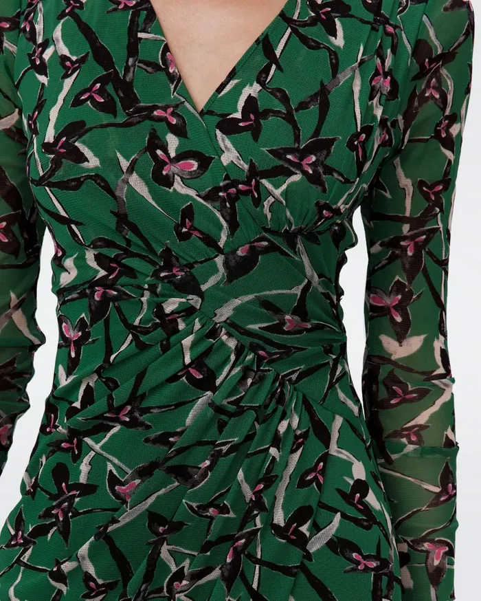 Women Charlotte Mesh Dress Clover Twigs Green DVF Dresses