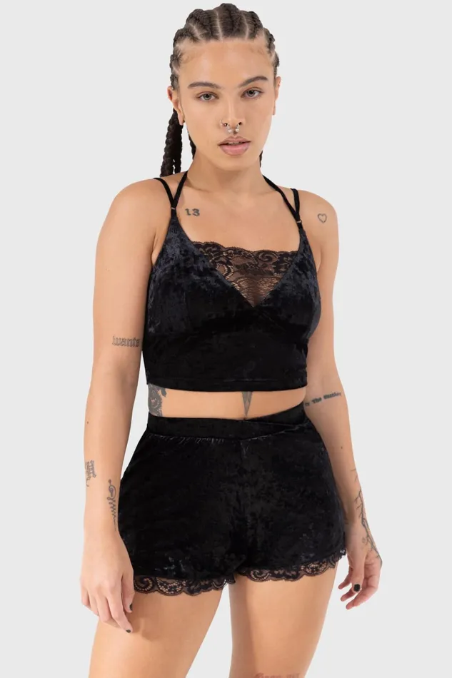 Women Chill Out Killstar Burnt Obsidian Shorts