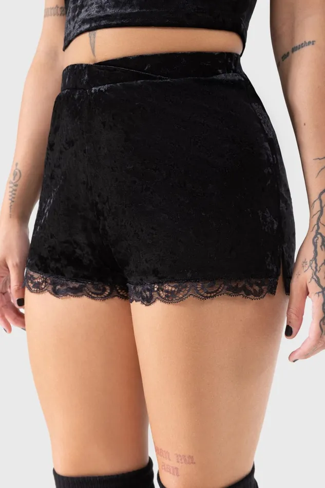 Women Chill Out Killstar Burnt Obsidian Shorts