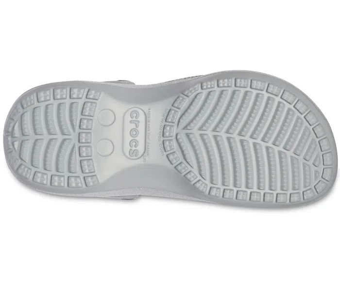 Women Classic Platform Glitter Clog Silver Crocs Clogs