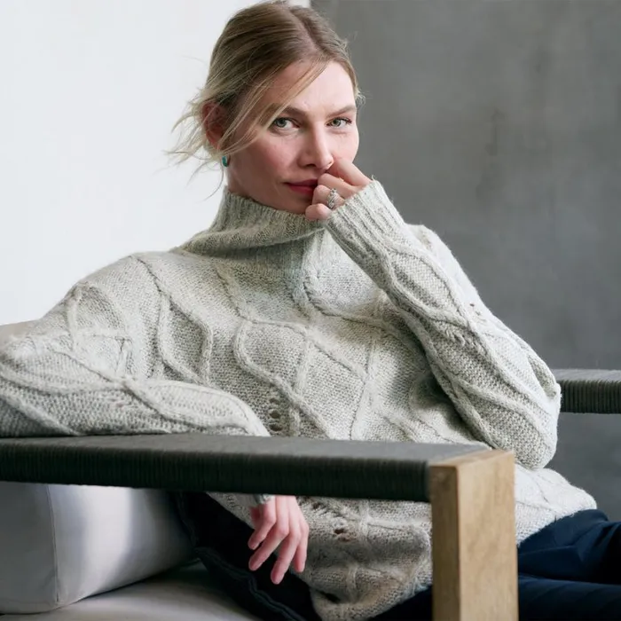 Women Cloven Skies Turtleneck Light Gray Sundance Catalog Sweaters