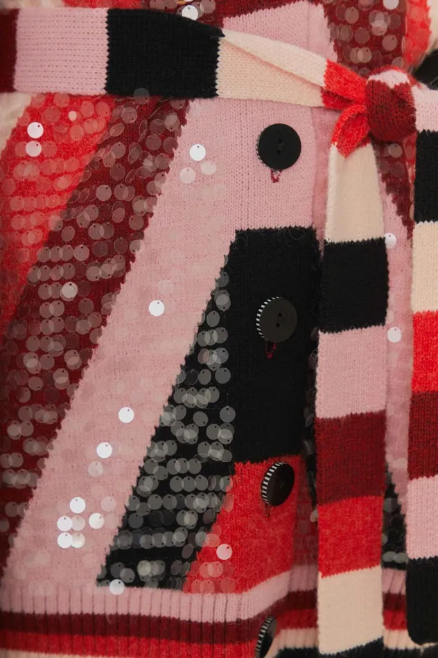 Women Colorful Stripes Knit Cardigan Colorful Stripes FARM Rio Cardigans