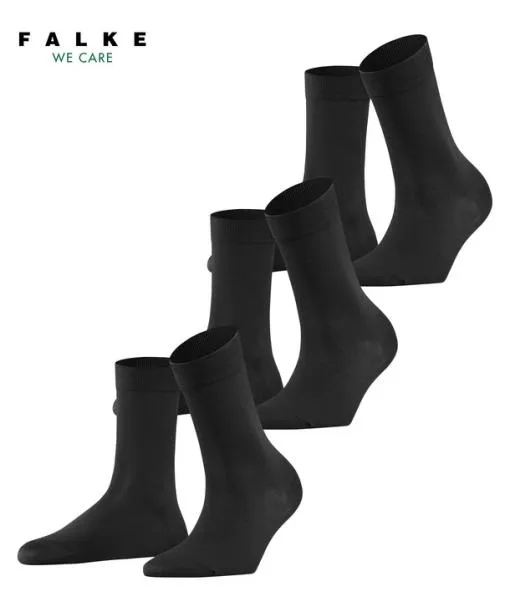 Women Cotton Touch 3Pack Women Socks Black FALKE Socks