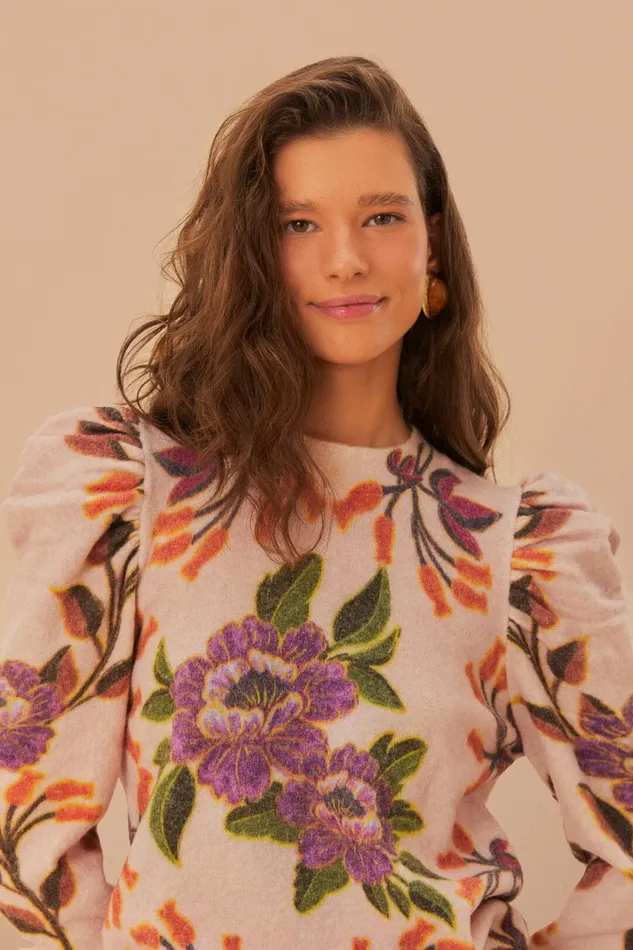 Women Cream Winter Garden Knit Sweater Winter Garden Cream FARM Rio Sweaters and Sweatshirts