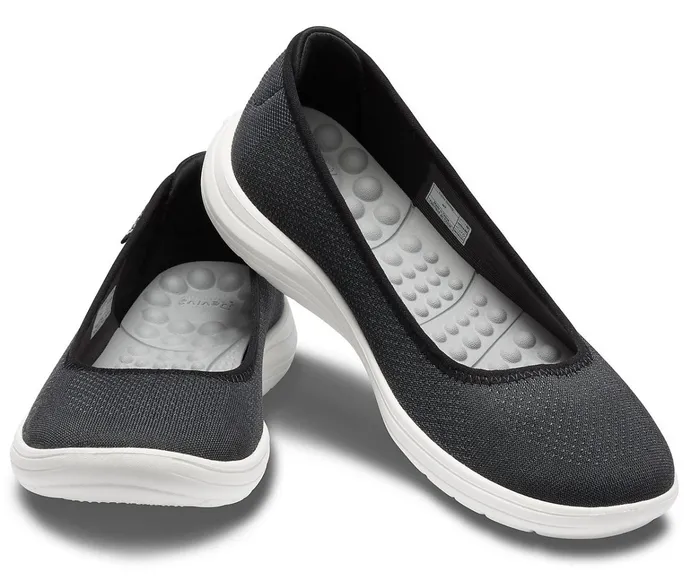 Women Crocs Reviva Flat Black White Crocs Flats
