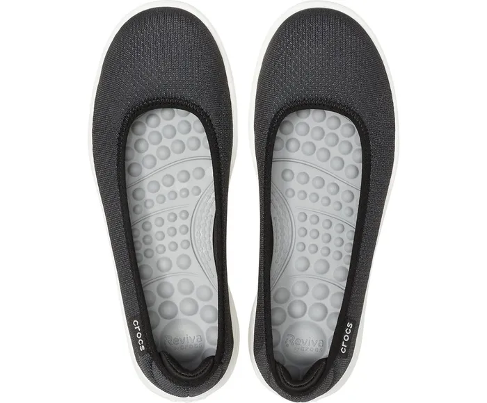 Women Crocs Reviva Flat Black White Crocs Flats