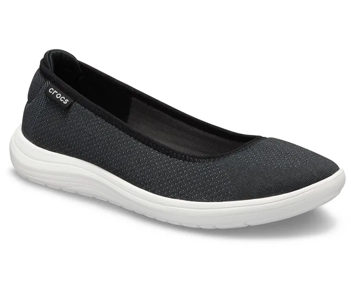 Women Crocs Reviva Flat Black White Crocs Flats