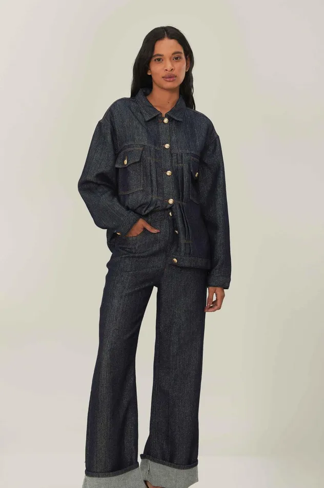 Women Denim Shine Wide Pants High Waist Denim FARM Rio Pants