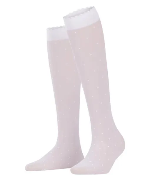 Women Dot 15 DEN Women Kneehigh Socks White FALKE Fullyfashioned Stockings