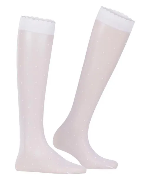 Women Dot 15 DEN Women Kneehigh Socks White FALKE Fullyfashioned Stockings