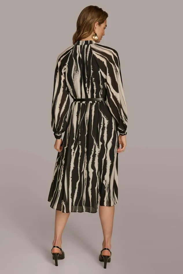 Women Dresses And Jumpsuits Donna Karan PRINTED CHIFFON SHIRT DRESS Black