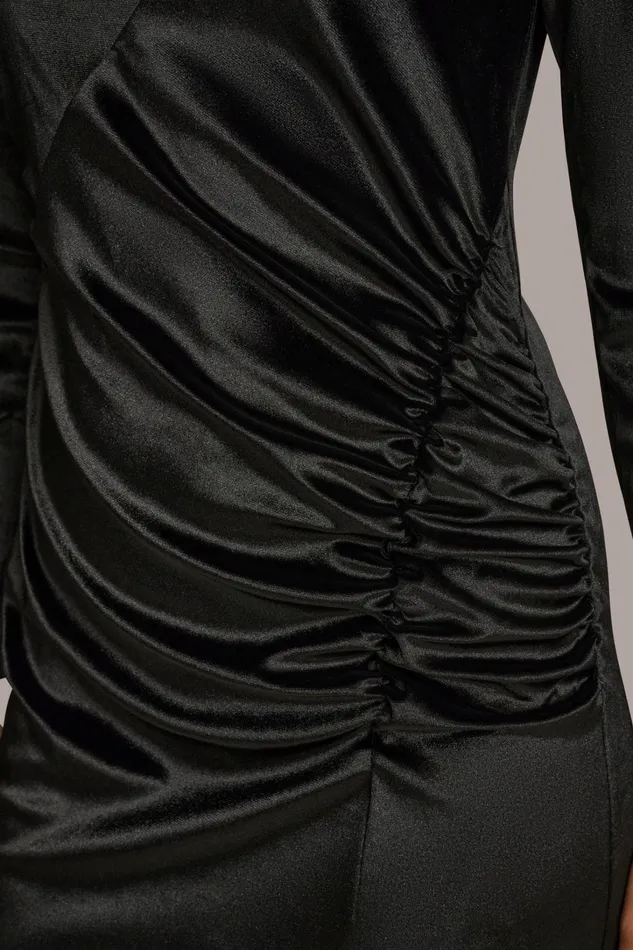 Women Dresses And Jumpsuits Donna Karan VELVET ASYMMETRICAL NECK SHEATH DRESS Black