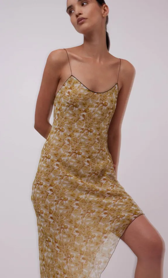 Women Dresses Bec Bridge FLORENTINE ASYM MIDI DRESS Golden Blurred Floral