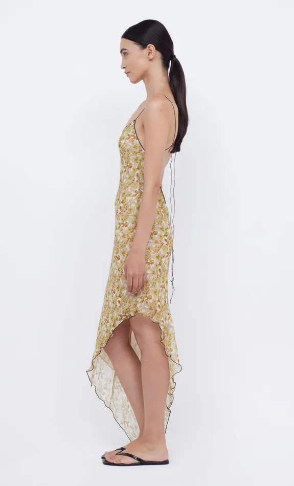 Women Dresses Bec Bridge FLORENTINE ASYM MIDI DRESS Golden Blurred Floral