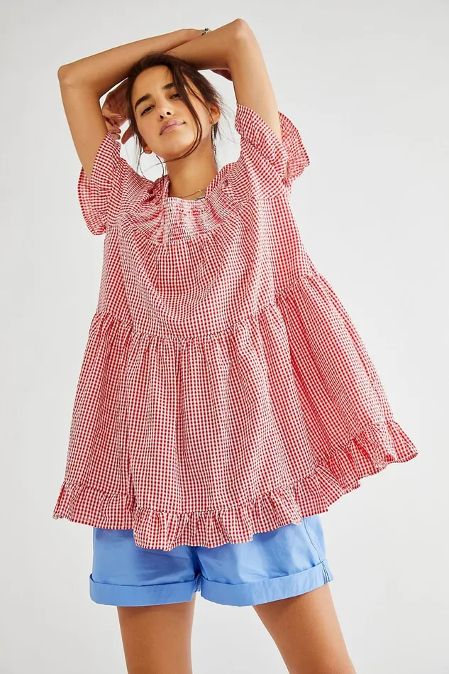 Women Dresses Free People Gingham Sadie Tunic Heart Eyes