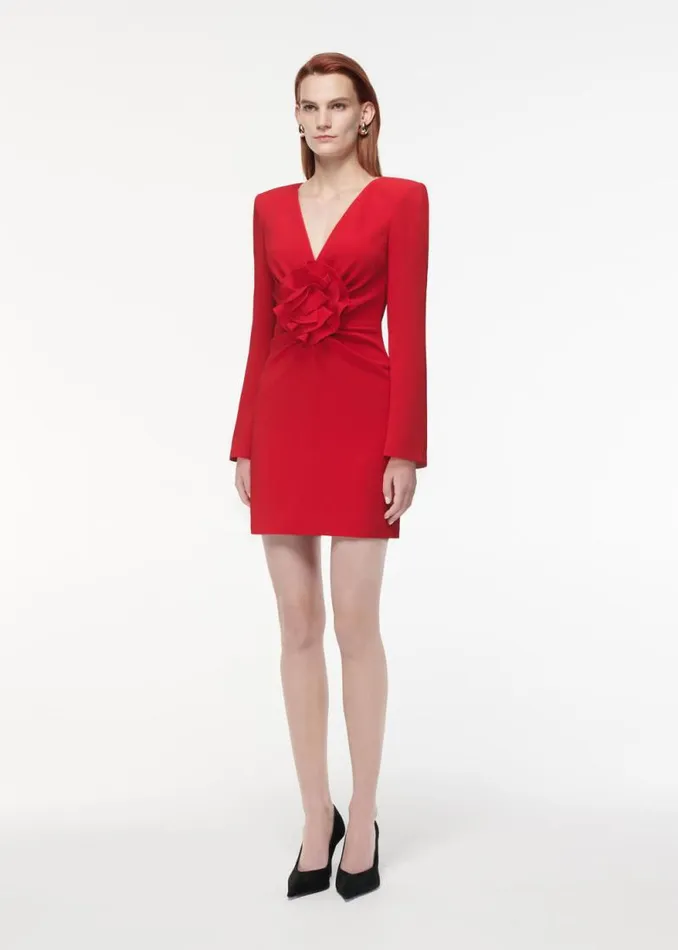 Women Dresses Roland Mouret Long Sleeve Flower Detail Mini Dress