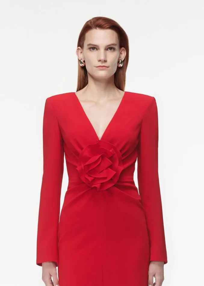 Women Dresses Roland Mouret Long Sleeve Flower Detail Mini Dress