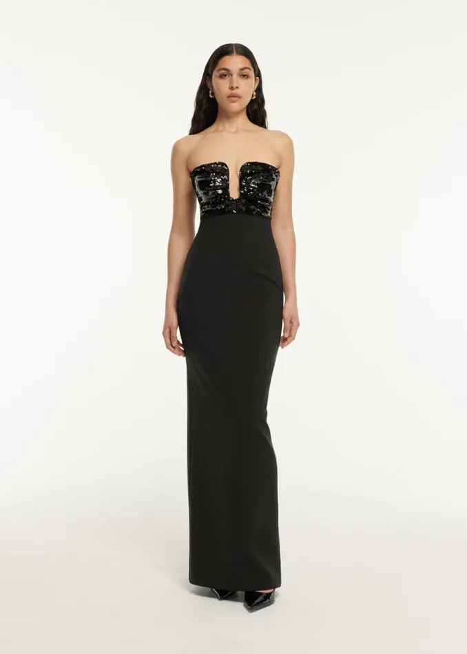 Women Dresses Roland Mouret Strapless Embellished Maxi Dress