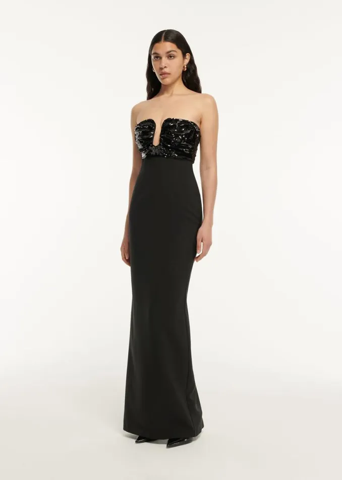 Women Dresses Roland Mouret Strapless Embellished Maxi Dress