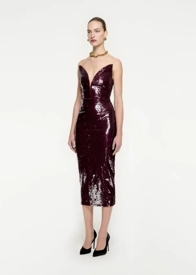 Women Dresses Roland Mouret Strapless Sequin Midi Dress