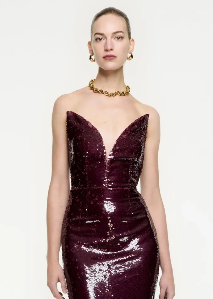 Women Dresses Roland Mouret Strapless Sequin Midi Dress