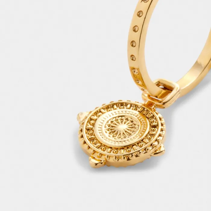 Women Earrings Katie Loxton Happiness039 Waterproof Gold Coin Hoop Earrings