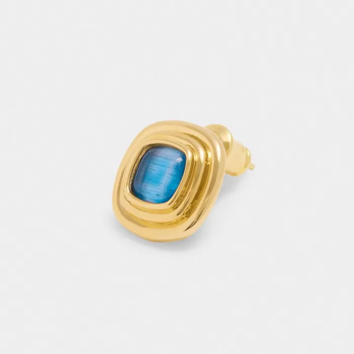Women Earrings Katie Loxton Sofia Azure Waterproof Gold Button Stud Earrings