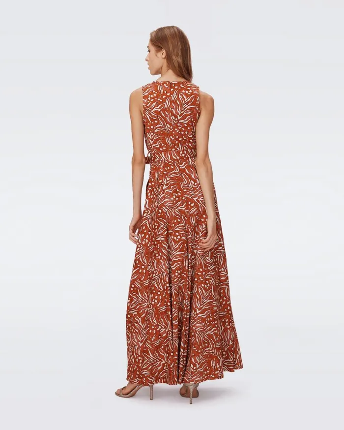 Women Elliot Maxi Dress Water Tiger Caramel DVF Dresses