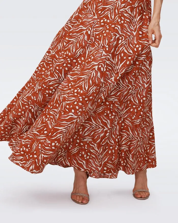 Women Elliot Maxi Dress Water Tiger Caramel DVF Dresses
