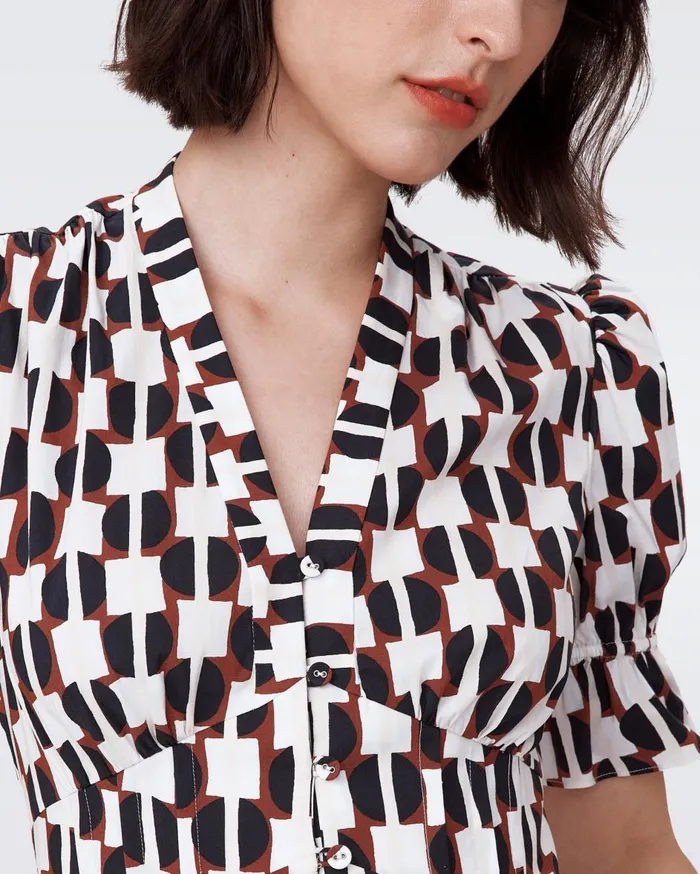 Women Erica Cotton Midi Dress Maypole Black DVF Dresses