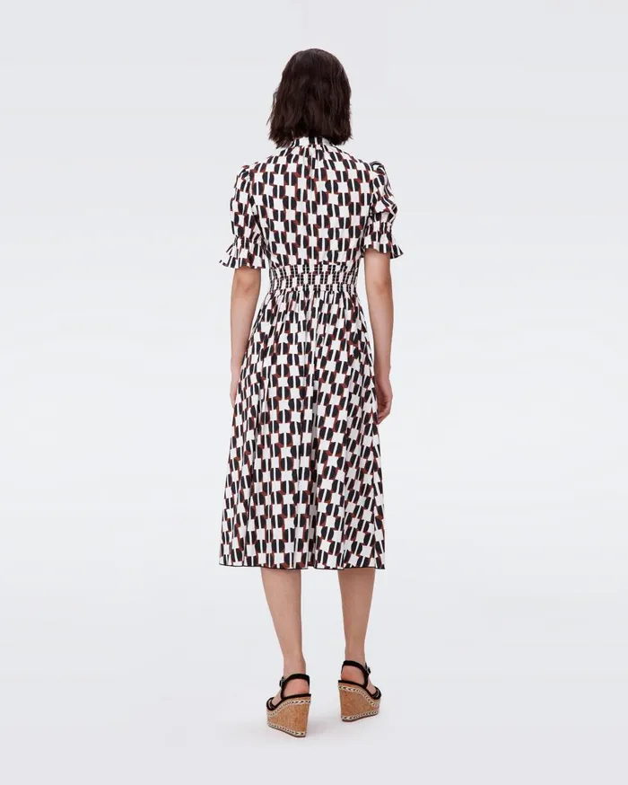 Women Erica Cotton Midi Dress Maypole Black DVF Dresses