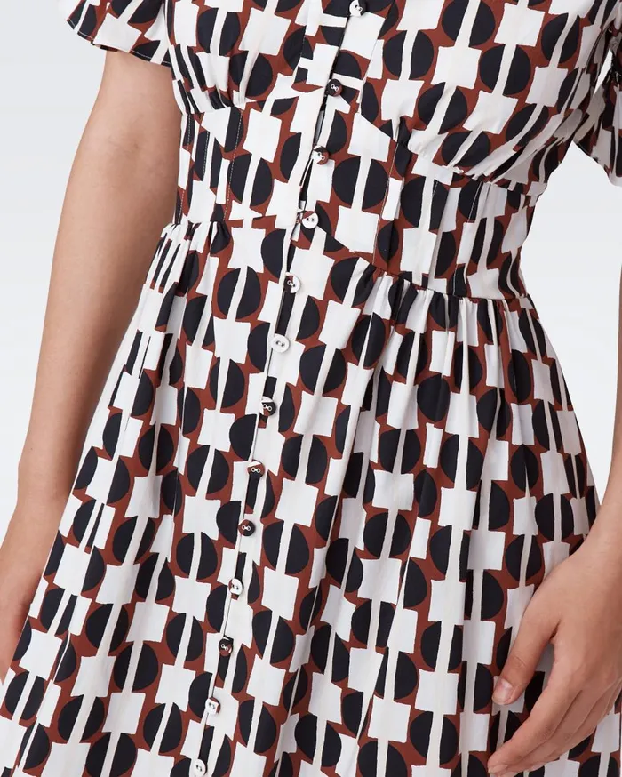 Women Erica Cotton Midi Dress Maypole Black DVF Dresses