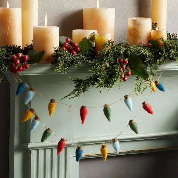 Women Felt Christmas Lights Garland Sundance Catalog Seasonal
