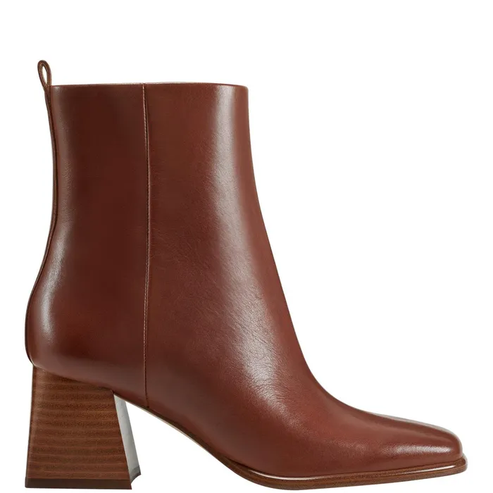 Women Floria Square Toe Bootie Tan Leather Marc Fisher Booties