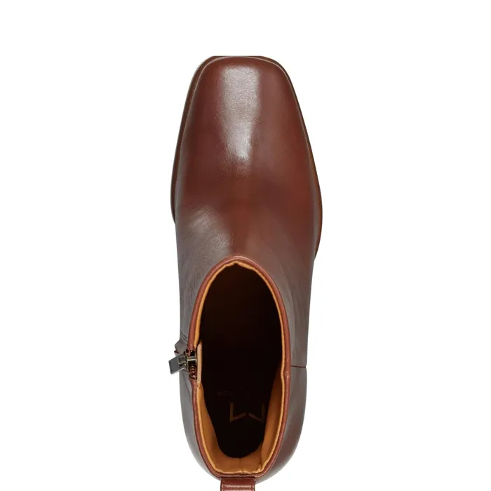 Women Floria Square Toe Bootie Tan Leather Marc Fisher Booties