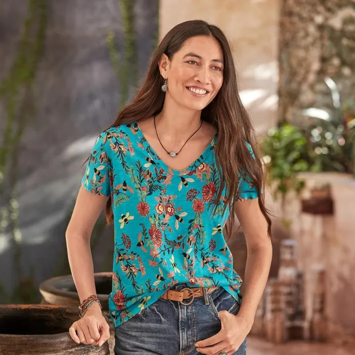 Women Garden Honey Tee Orchid Sundance Catalog Tops