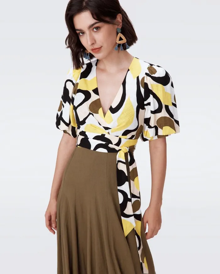 Women Gia Top Mirage Yellow DVF Tops