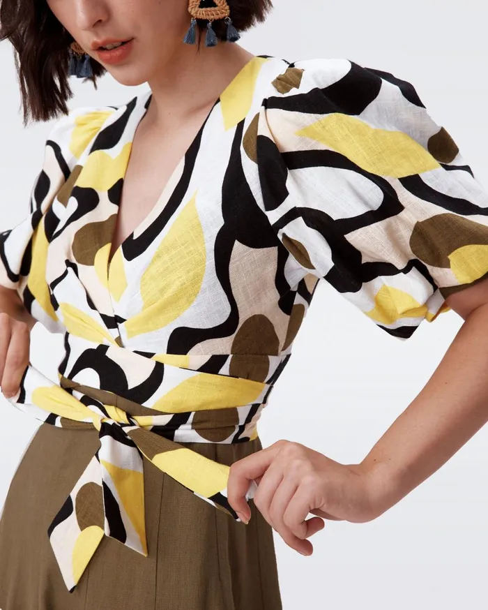 Women Gia Top Mirage Yellow DVF Tops