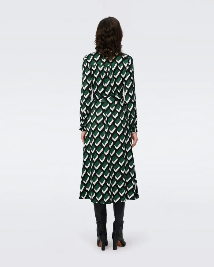 Women Gizelle Jacquard Dress Huge Blocks Green DVF Dresses
