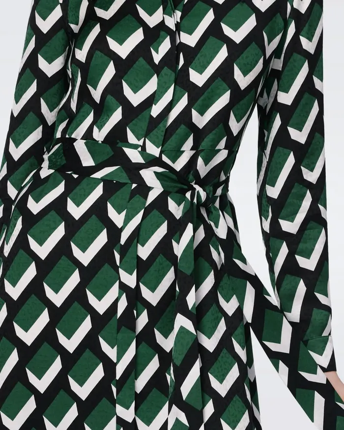 Women Gizelle Jacquard Dress Huge Blocks Green DVF Dresses