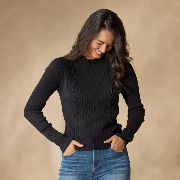 Women Gizelle Long Sleeve Top Jet Black Sundance Catalog Tops