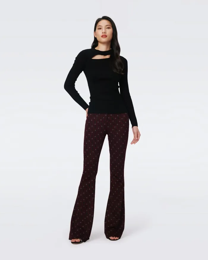 Women Greg Jacquard Pants Tiny Vinyl Links Plum DVF Pants and Shorts