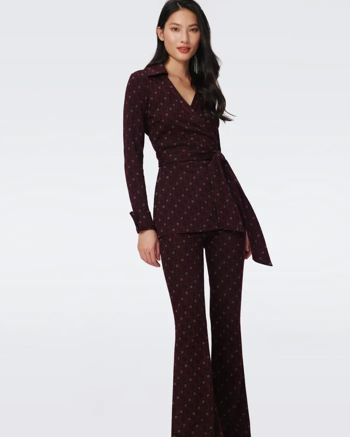 Women Greg Jacquard Pants Tiny Vinyl Links Plum DVF Pants and Shorts