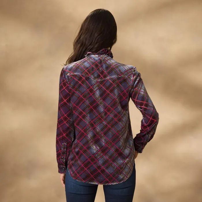 Women Gretel Plaid Velvet Shirt Plaid Sundance Catalog Tops Women Gretel Plaid Velvet Shirt Plaid Sundance Catalog Tops