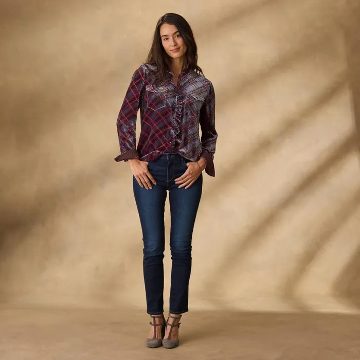 Women Gretel Plaid Velvet Shirt Plaid Sundance Catalog Tops Women Gretel Plaid Velvet Shirt Plaid Sundance Catalog Tops