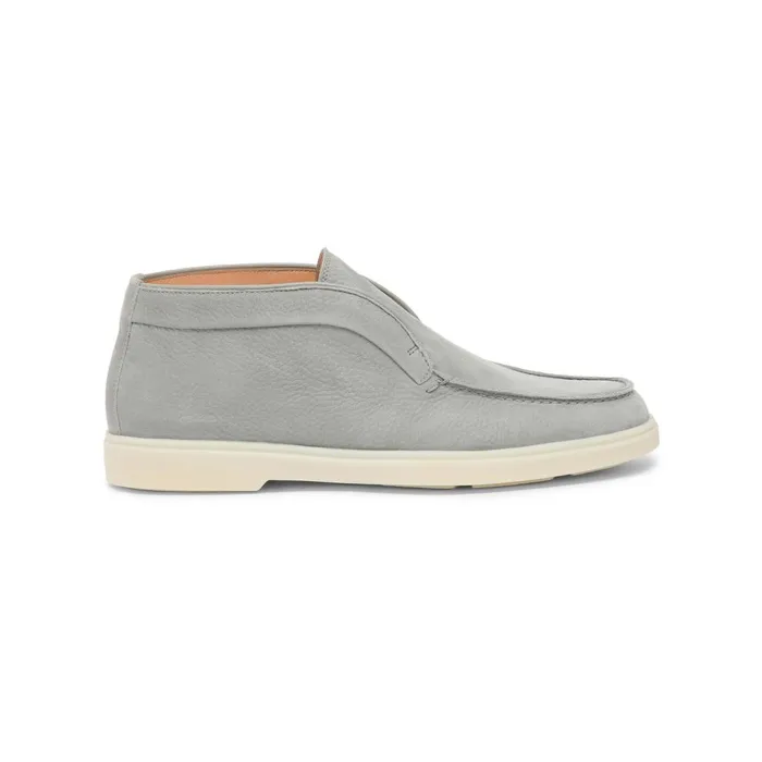 Women Grey Nubuck Desert Boot Santoni Flats Shoes