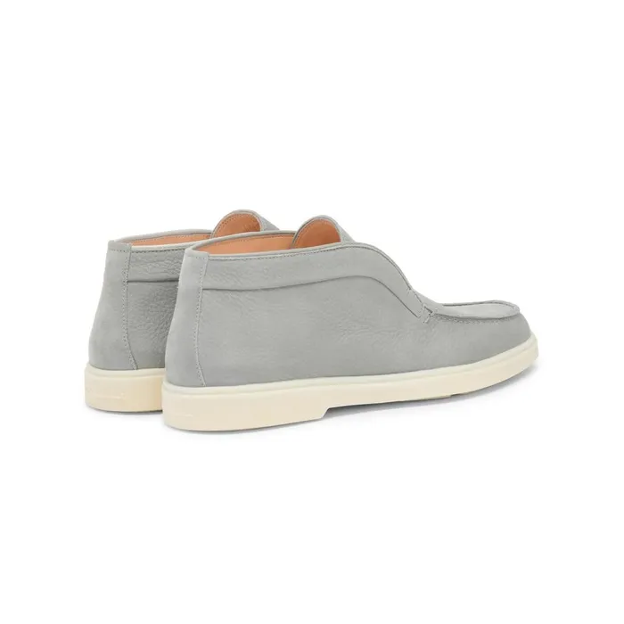Women Grey Nubuck Desert Boot Santoni Flats Shoes